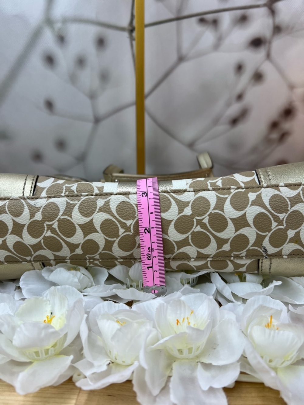 COACH Chealsea Heritage Stripe C Monogramed Beige Cream Purse - Picture 7 of 14